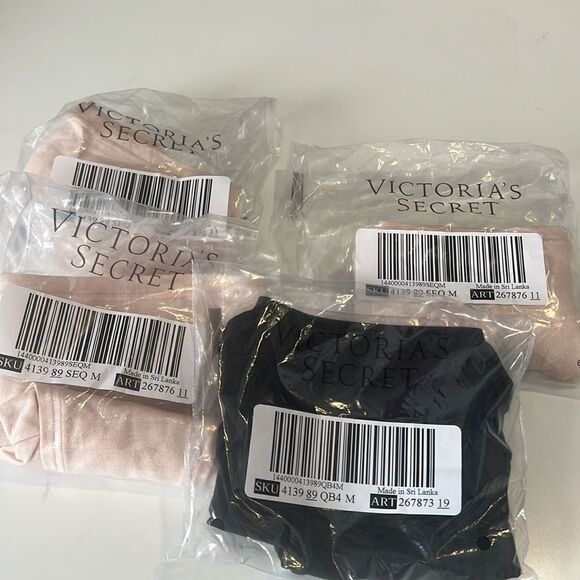 Victoria's Secret Black and Nude Bikini Panties Set of 4 Size Medium NWT - Picture 1 of 3